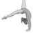 A grayscale gymnast performing a handstand on a white background, with blue text on a red background reading "gymnastics," "making the impossible," and "look easy."