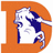Pixelated orange and white graphic with a horse silhouette inside a large orange 'D', blue text reading 'Rocky Mountain High' and 'Here We Go Denverrrr!!' on orange and gray backgrounds.