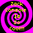 Four identical spiral patterns with yellow text reading "Zack Console Is So Cool!!!" on a black and magenta background.
