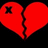 A red broken heart with a black X on the left half, next to pixelated text reading "you broke it, you fix it" on a solid red background.