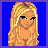 Pixel art contact sheet showing three frames of an animated icon featuring a blonde cartoon woman in swimwear with yellow text reading "I LOVE ASHLEY" on blue background.