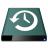 Pixelated icon with teal background, white clock symbol, and black base with blue accent.