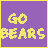 Animated contact sheet of a 5x5 grid showing the progressive pixelation and disappearance of 'GO BEARS' text on a purple background with yellow borders.