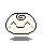 Pixelated white circular character with black spiral on top, pink cheeks, and smiling mouth in four variations showing eye shape changes.