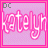 Pixelated pink and white text 'katelyn' on a light purple background with bright pink borders, showing three distinct visual states.