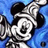 Pixelated Mickey Mouse head with silver crown on blue background, text 'MiCkEy', 'mOuSe', 'OwNs!?!' in dark green pixel font.
