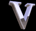 Three of silver 3D letter V icons on black backgrounds with gray horizontal dividers between