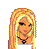 Pixel art buddy icon featuring a blonde cartoon character with long hair, black lace tights, and a white top on the left; right side shows lower body in striped shirt, brown skirt, orange legs, and "CUTE LIL PUNK" text.