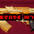 Pixelated golden AK-47 rifle with black grip and magazine on maroon background, red pixel text 'RENEGADE' below.
