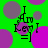 Green background with purple and gray circles; black text "I Am Legit" in pixelated font with green outline; repeated pattern across image.