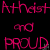 Animated contact sheet showing three sequential frames of a text-based icon with changing colors on black background, each frame displaying "Atheist and Proud" in different color schemes.