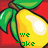 Pixelated yellow pear with green leaves on red background, green text overlays reading 'we make such a great pear <3' across four
