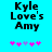 Pixelated text 'Kyle Love's Amy' on cyan background with pink and purple asterisks below, two variations of the same design.