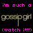 Pixelated text on black background: pink 'i'm such a' at top, blurry beige 'gospo' in middle with vertical line through it, pink '(watch it!!)' at bottom.