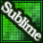 A contact sheet of 11 animated frames showing a green grid background with diagonal "Sublime" text in white and black outline, arranged in a 4x3 grid with one empty cell.