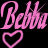 Pixelated pink text and heart symbol on black background, static single-frame buddy icon with low-resolution rendering artifacts.