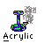 Pixelated icon of a hookah with purple and green patterns, emitting gray smoke, below which is the text 'Acrylic' in pixel font.