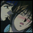 Two anime-style characters with brown hair and blue clothing appear on a black background with pixelated text reading "AnimeIM" and "com".