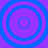 Four blue concentric circles on a purple background, arranged in a with no visible animation changes