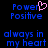 Pixelated blue text on black background with pink heart symbol replacing 'e' in 'Power' and slight pixel variation between two side-by-side views.