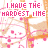 Pixelated character with pink and orange tones, repeated in a pattern with text overlays reading "I HAVE THE HARDEST TIME" and "resisting YOU."