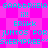 Pixelated cyan text on a pink diamond-patterned background with repeated phrases and punctuation.