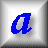 Two side-by-side square icons with silver backgrounds display a blue lowercase 'a' in pixelated font, differing slightly in stroke thickness and shadow placement.