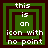 Green and dark brown square icon with white text reading 'this is an icon with no point' arranged in a layered frame pattern.