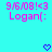 Pixelated cyan background with pink text reading '9/16/08! <3 Logan(' and two blue heart icons at the bottom.