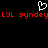 A static pixel art image with a black background, white heart outline at top center, and red text reading 'LYL sydneyLYL sydney' below.
