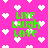 Pixelated green text 'LIVE LAUGH LOVE' on bright pink background with scattered white heart shapes.
