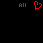 Red pixelated text and heart symbols on a black background, with 'Ali' text on both sides of a central heart shape.
