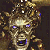 Animated contact sheet of a metallic humanoid figure with glowing blue eyes and mouth, displayed in four sequential frames showing slight pose variations against a dark background.