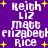 Purple background with white pixelated text listing names and yellow stars scattered throughout the composition.