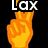 Animated orange hand gestures with 'Lax' text on black background, showing sequential changes in finger positions and visibility.