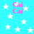 A static image with a bright cyan background filled with white stars and repeated pink text "Cai Cai" in a pixelated font.
