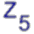 Blue pixelated Z, 5, and left-pointing arrow symbols on light gray background with white outlines.