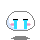 Pixelated white oval face with black horizontal eyes, pink cheeks, and blue tears; four variations show different tear lengths against gray background.
