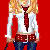 A 4-frame animated contact sheet showing a cartoon woman with blonde hair in various poses against a solid red background, including full-body and headshot views with text "Let me Study" on the right side.