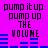 Pixelated text and blue audio bars on a bright pink background with repeated phrases and changing bar patterns.