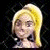 A pixelated contact sheet showing a blonde woman's face on the left and green text reading "Original Icons .com" on the right against a black background.