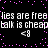 Black background with white pixelated text repeating 'lies are free lies are free talk is cheap talk is cheap' and '<3' symbols, surrounded by scattered pink dots.