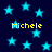 Dark blue background with scattered light blue stars and yellow text reading "Michele" in multiple locations.