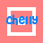 Four variations of a blue text 'chelly' within nested white square frames on coral and gray backgrounds, with differing frame arrangements.