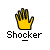 Yellow hand icon with fingers extended above white text 'Shocker' on gray background.
