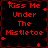 Red pixelated text "Kiss Me Under The Mistletoe" on black background with red star and diamond shapes, four identical arranged in a