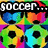 Pixelated soccer ball icon with rainbow-colored sections and black pentagons, overlaid by white text reading "soccer...What else is there 2 say?" on a multicolored background.