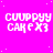 A static image with a bright pink background featuring white pixelated text reading "CUUPPUY CAKE X3" repeated in a pattern, with a gray rectangular block in the bottom-right corner