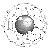Four grayscale circular icons with central spheres and surrounding pixelated rings, each showing distinct ring patterns and sphere highlights.