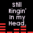 Black background with white text reading "still Ringin' In my Head." and red horizontal bars resembling audio equalizer levels.